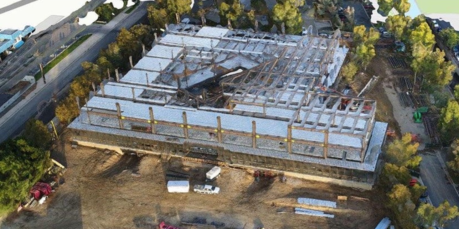 Aerial survey during construction activity in progress 